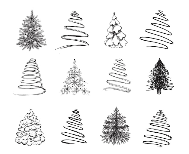 Christmas tree hand drawn illustration