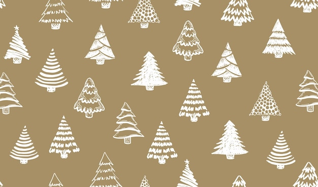 Christmas tree hand drawn illustrations. Vector.