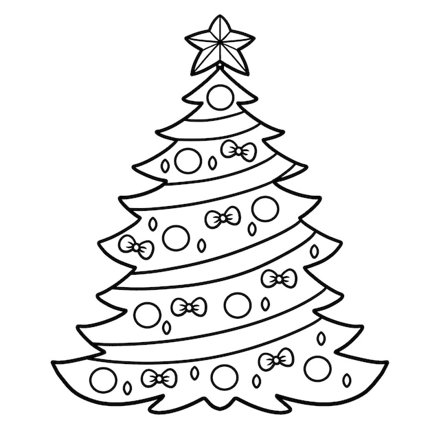 Christmas Tree Isolated Coloring Page