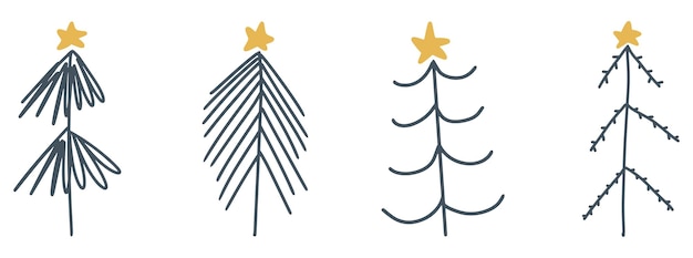 Christmas tree linear icon Set of cute christmas tree icons Holiday icons