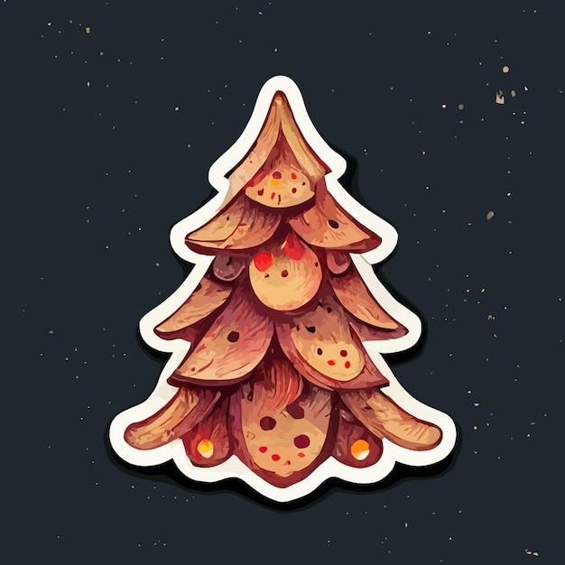 Christmas tree Orange cute xmas stickers illustration hand painting clipart