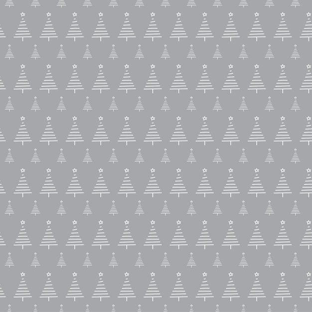 Christmas tree pattern with stars on light gray background