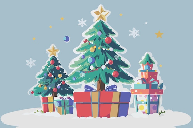 christmas tree presents decoration special day illustration