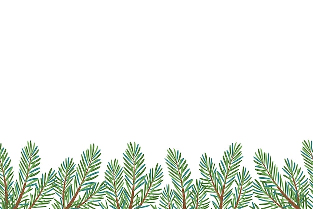 Christmas tree seamless border hand drawn trendy flat style