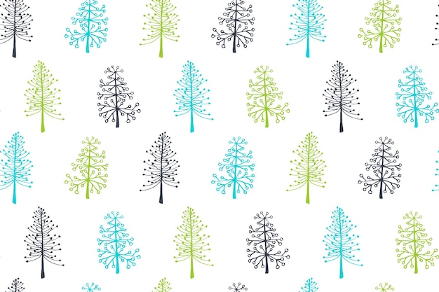 Christmas tree seamless pattern vector holiday illustration Fir