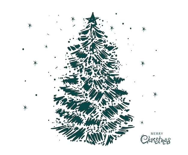 Christmas tree set Hand drawn illustrations