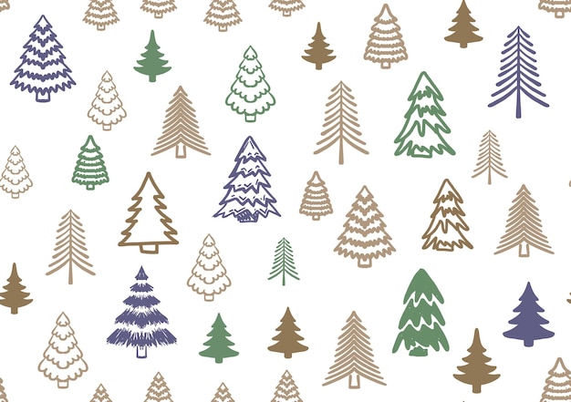 Christmas tree set, Hand drawn illustrations.