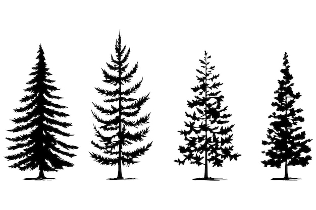 Christmas tree silhouette vector bundle