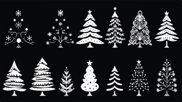 Christmas Tree Silhouettes Set for Festive Designs