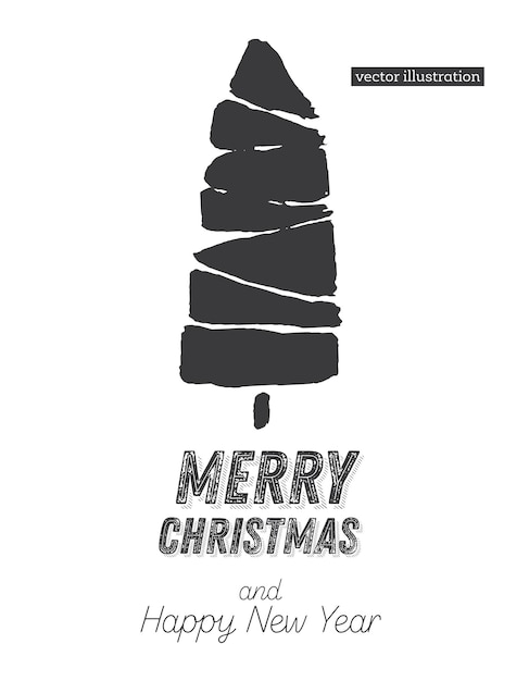 Christmas Tree Sketch Isolated on White Background Merry Christmas Silhouette of Hand Drawn Spruce Tree