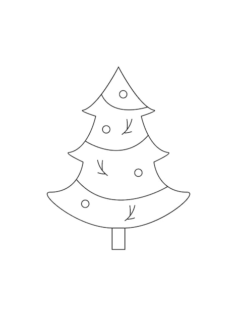 Christmas tree sketch silhouette minimalism simple vector illustration shapes black and white doodle