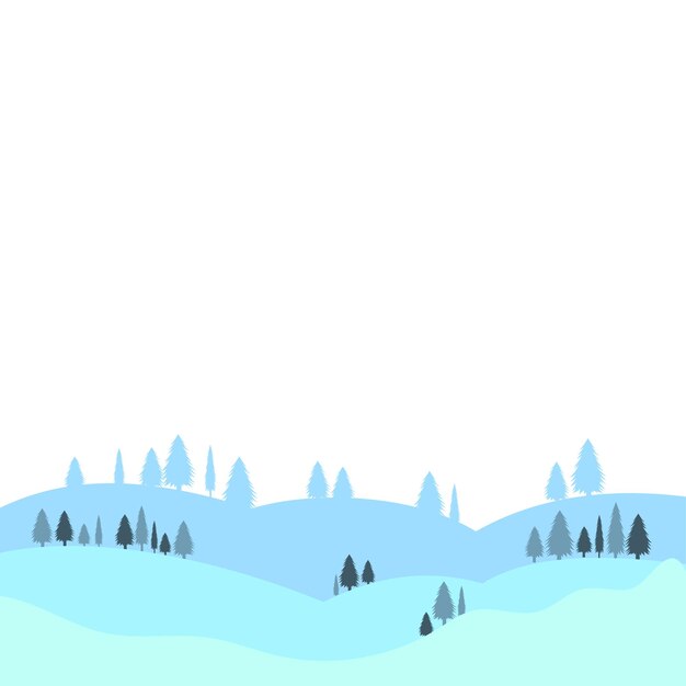 Vector christmas tree and snow landscape