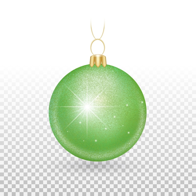 Christmas tree toy - balls green with sparkling sparkles.