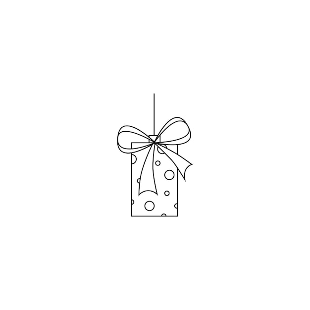 Christmas tree toy line art simple minimalistic design black and white