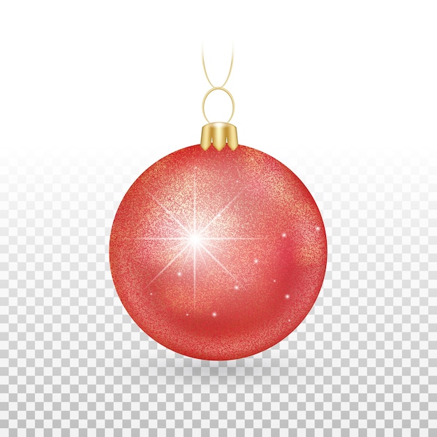 Christmas tree toy - red balls with sparkling sparkles.