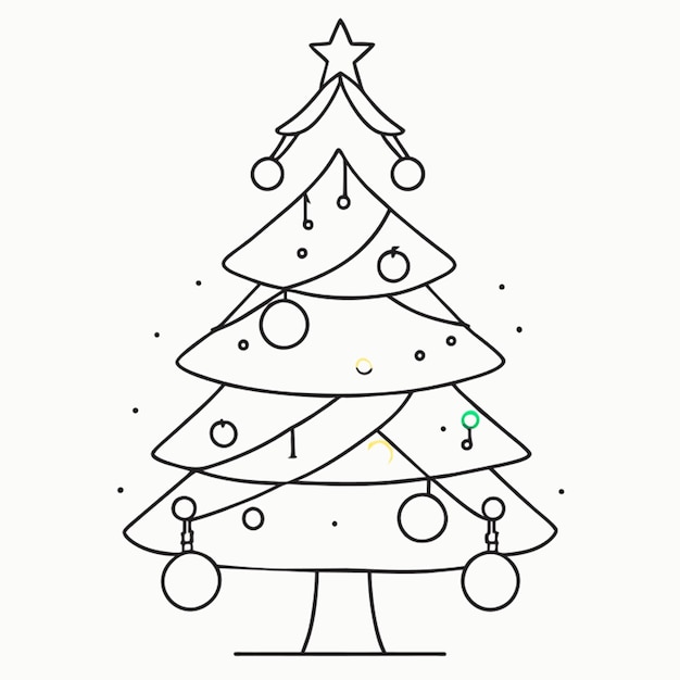 christmas tree vector illustration line art