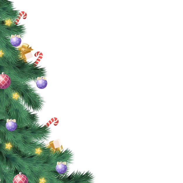 Christmas tree on white background, web template for festive promotional items - Vector illustration