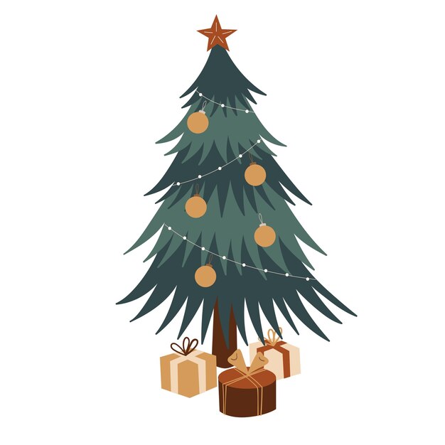 Christmas tree with gifts illustration