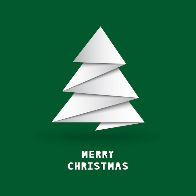 Christmas tree with origami style on green background.