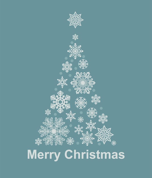 Christmas tree with snowflake. Vector flat style illustration