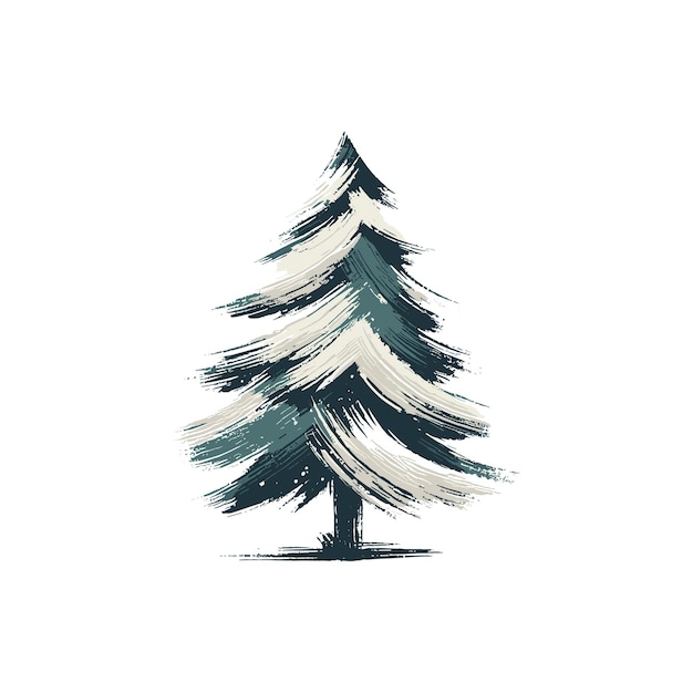 Vector a christmas tree with a textured brushstroke aesthetic