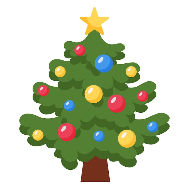 Christmas tree with toys Vector illustration