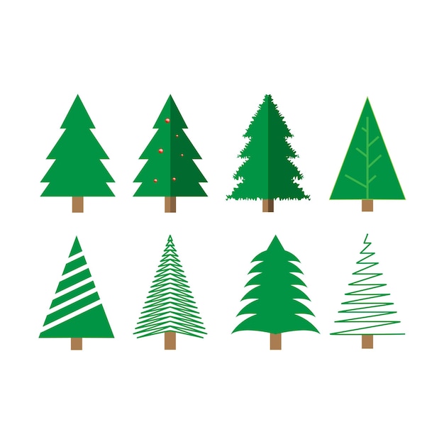 Christmas trees icon set isolated on white background