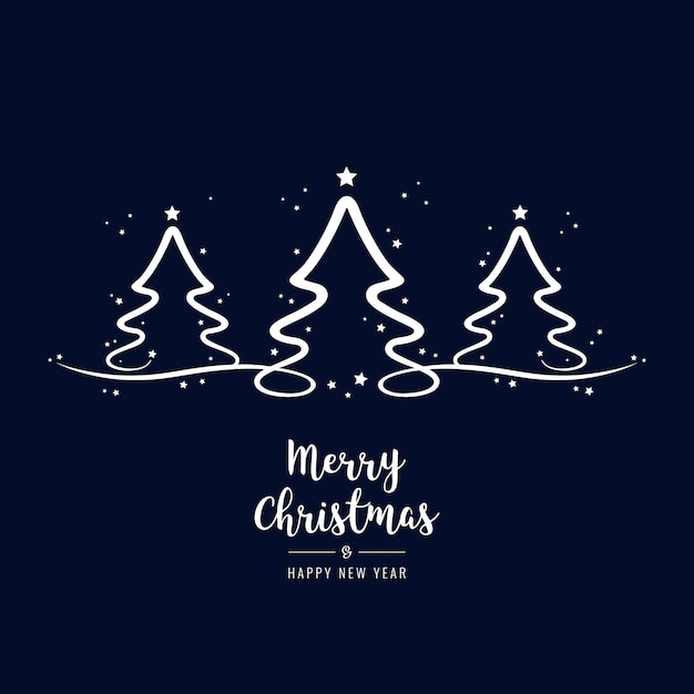 Christmas trees lettering greetings blue background