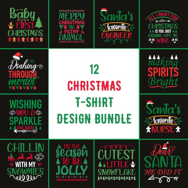 Vector christmas tshirt design bundle christmas tshirt bundle christmas bundle tshirt bundle design