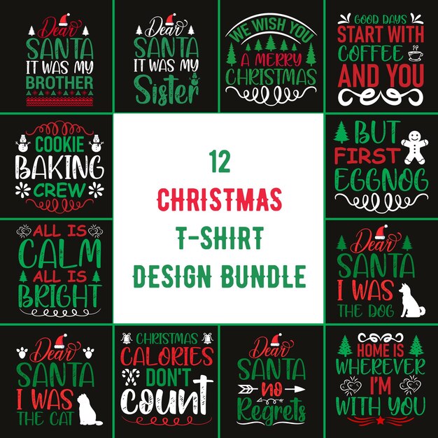 Vector christmas tshirt design bundle christmas tshirt bundle christmas bundle tshirt bundle design