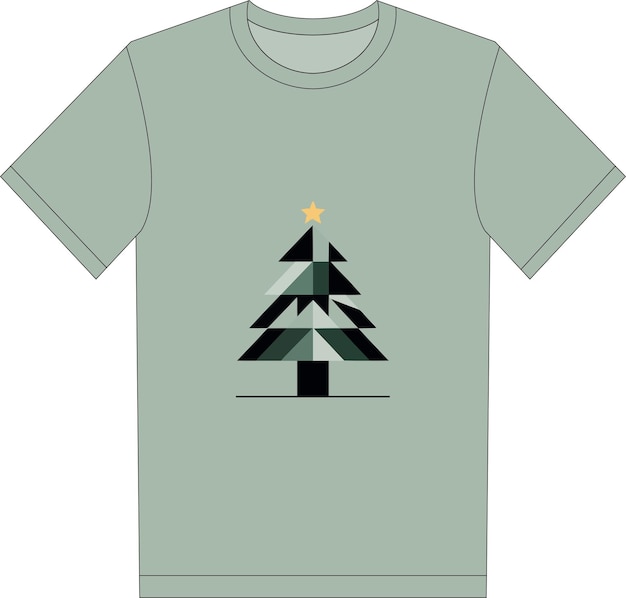 Christmas tshirt graphic minimalist style muted color palette stylized Christmas tree