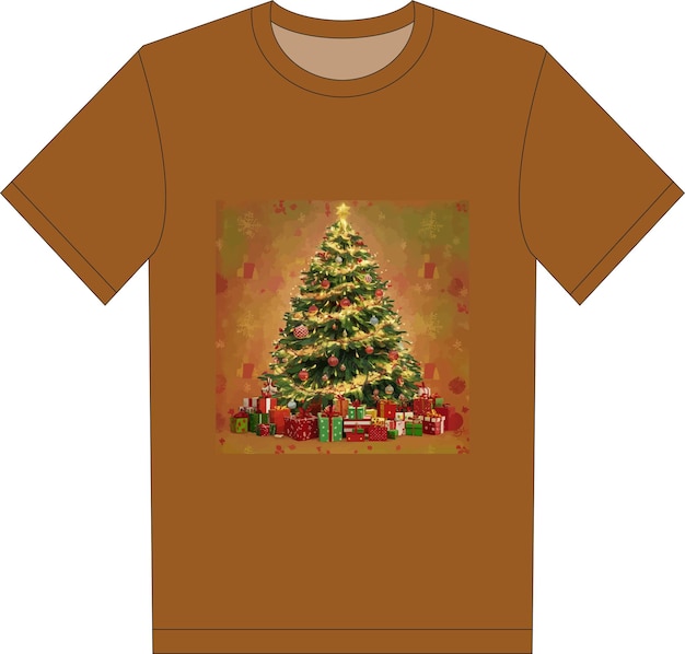 Christmas tshirt graphic minimalist style muted color palette stylized Christmas tree