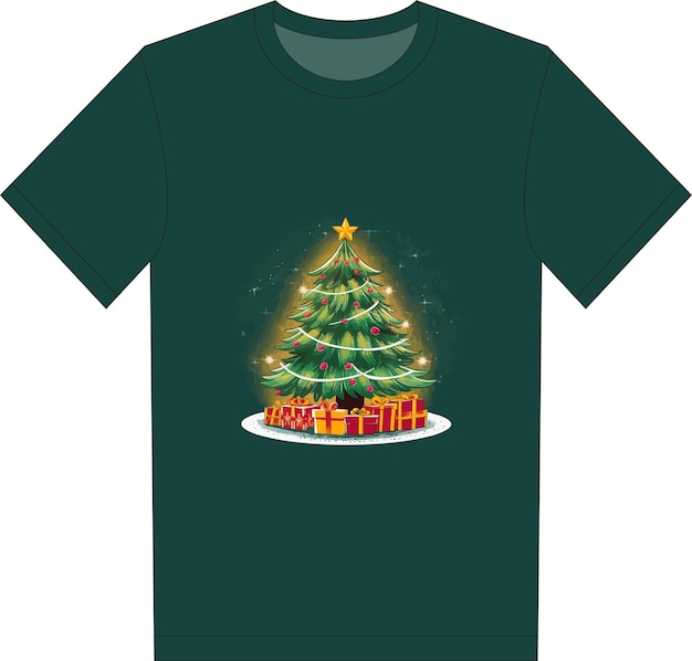 Christmas tshirt graphic minimalist style muted color palette stylized Christmas tree