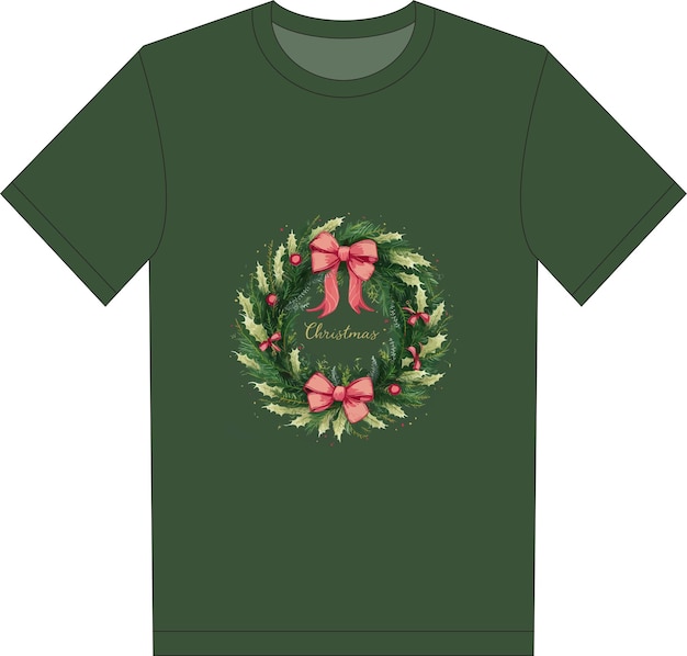 Christmas tshirt graphic minimalist style muted color palette stylized Christmas tree