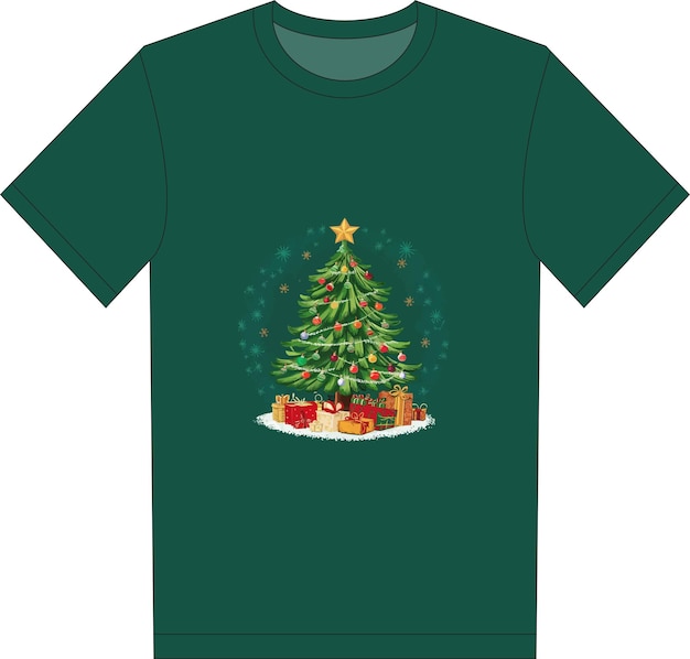 Christmas tshirt graphic minimalist style muted color palette stylized Christmas tree