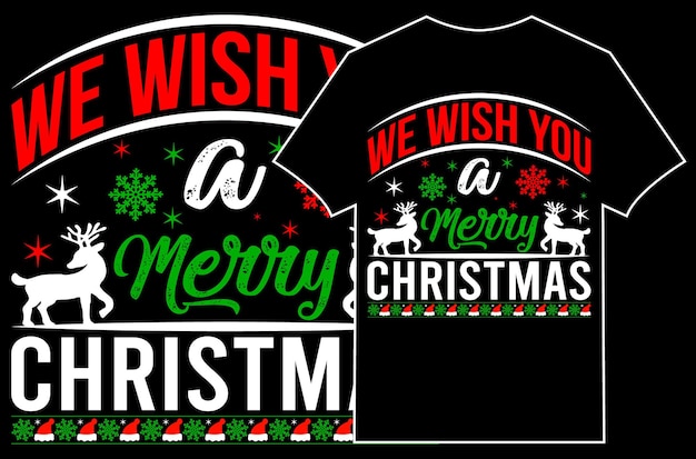 Christmas Typographic T-shirt Design Vector. We wish you a merry Christmas.