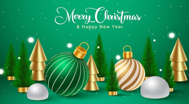 Christmas vector background design Merry christmas greeting text with xmas ornament