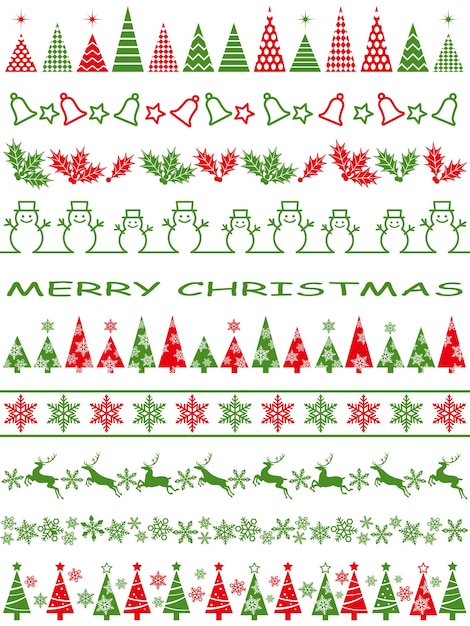 Christmas Vector Borders Set With Variety Of Christmas Elements Isolated On A White Background