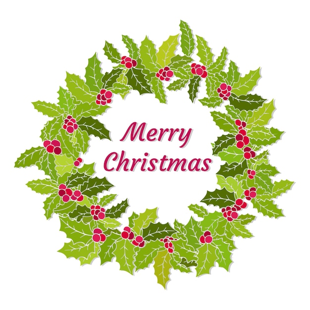 Christmas vector holly wreath, Christmas decoration