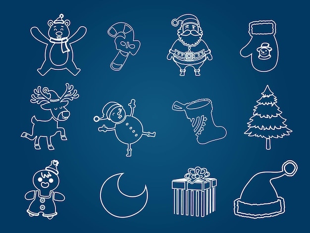 Christmas vector line icons set Celebration event for topics like Christmas new year decoration