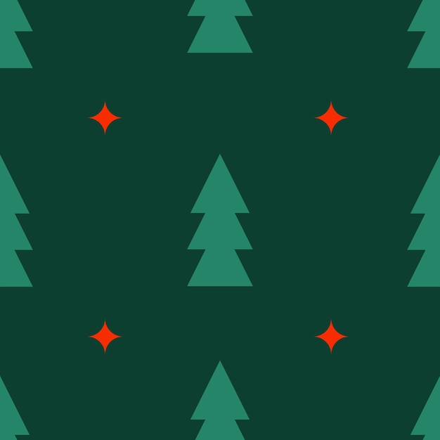 Christmas vector seamless pattern with minimalistic geometric christmas trees on a dark green