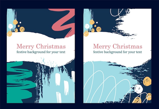 Christmas or winter abstract patterns in grunge style with a place for your text. Greeting cards, holiday cards and invitations.