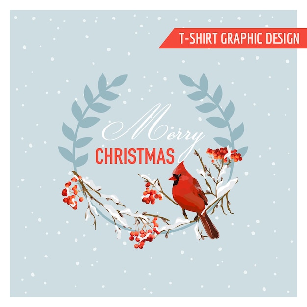 Christmas Winter Birds and Berries Graphic Design