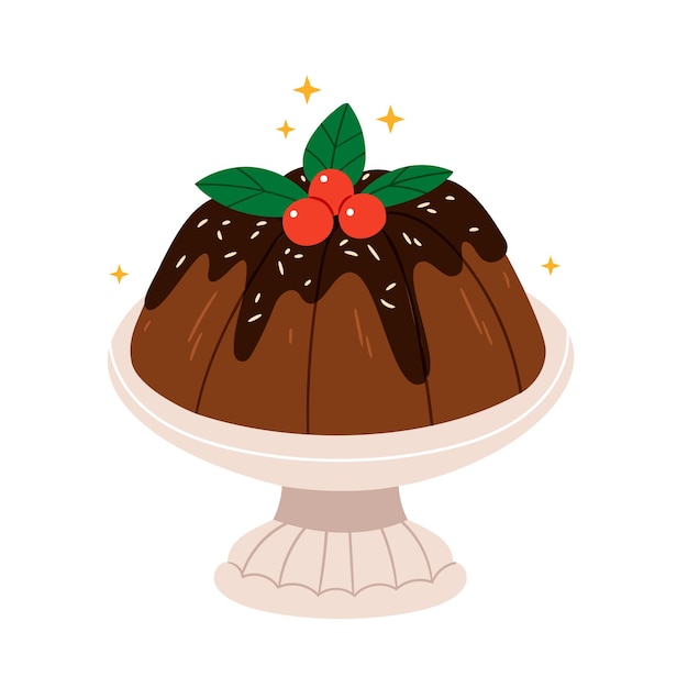 Christmas winter holiday cake Christmas bread loaf See festive dessert Traditional Xmas bakery with berries chocolate