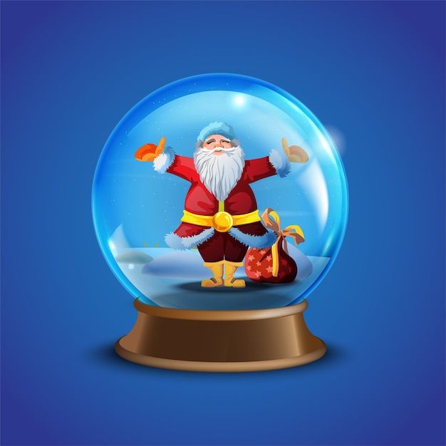 Christmas winter vector snow ball collection with decorated Santa Claus