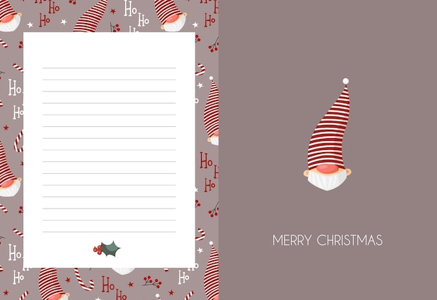 Christmas wish list template to santa and card with empty place for text