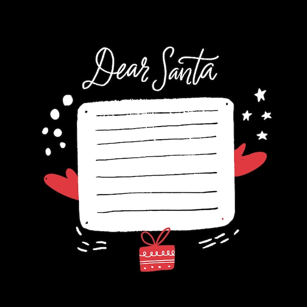 Christmas wishlst template Dear Santa letter Gifts wish list with copy space