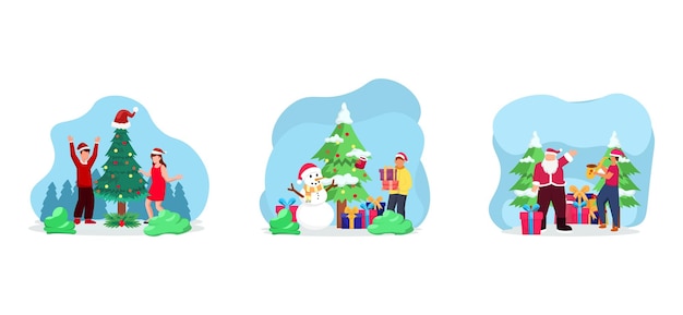 Christmas with Santa Clause Flat Bundle Design