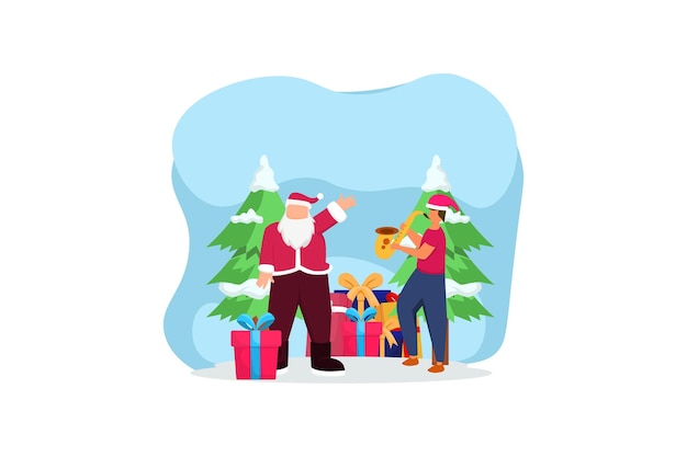 Christmas with Santa Clause Flat Design