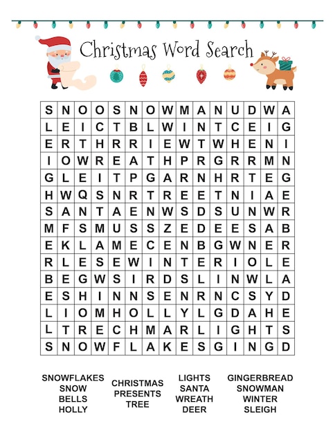 Christmas word search for children